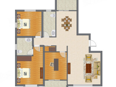 3室2厅 151.00平米户型图