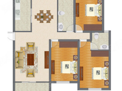 3室1厅 98.74平米