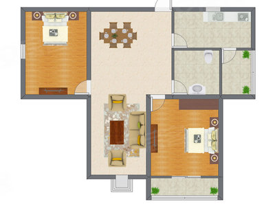 2室2厅 80.24平米户型图
