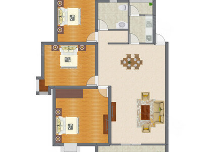 3室2厅 99.23平米