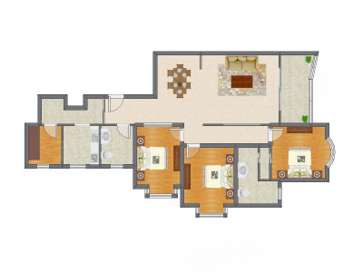 3室2厅 150.54平米户型图