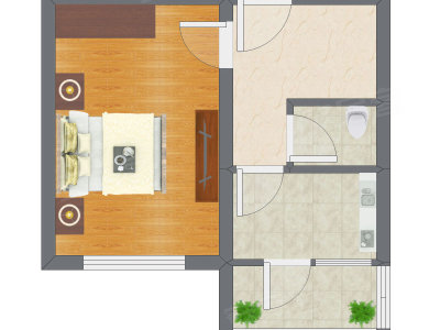 1室1厅 38.40平米户型图