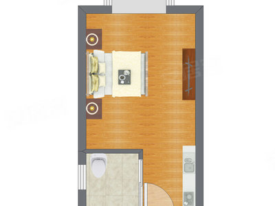1室0厅 34.34平米户型图