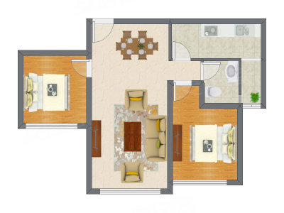 2室2厅 85.03平米户型图