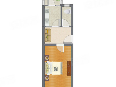 1室1厅 41.26平米户型图