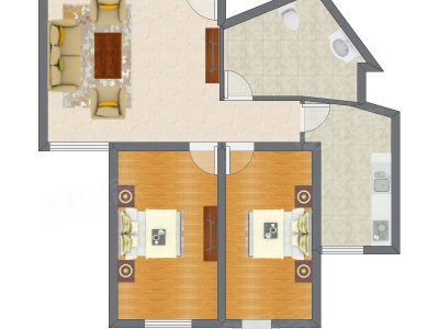 2室1厅 106.00平米户型图
