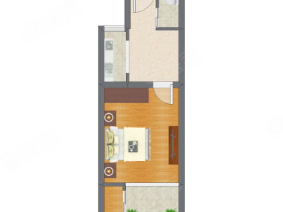 1室1厅 36.40平米户型图