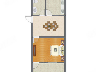 1室1厅 42.83平米