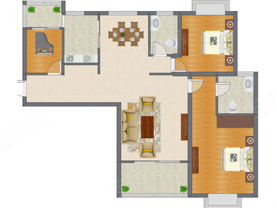 2室2厅 135.41平米户型图