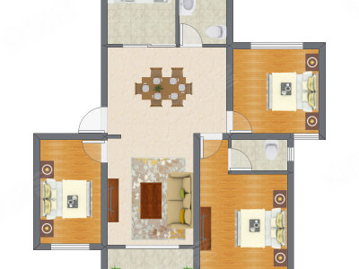 3室2厅 99.99平米
