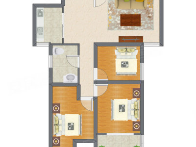 3室1厅 84.26平米户型图