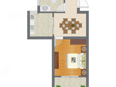 1室1厅 47.00平米户型图