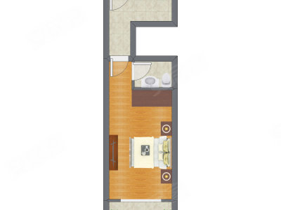 1室0厅 37.06平米户型图
