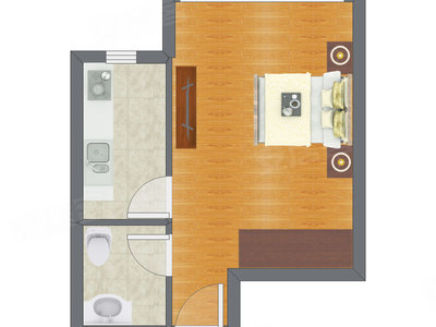 1室0厅 26.74平米户型图