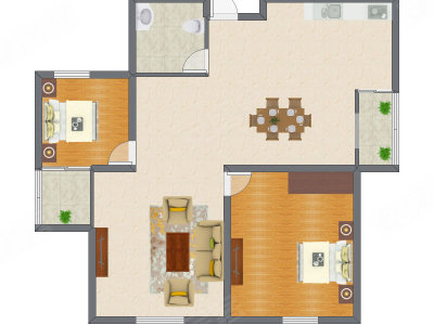 2室2厅 110.00平米户型图