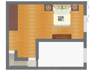 1室2厅 36.72平米户型图