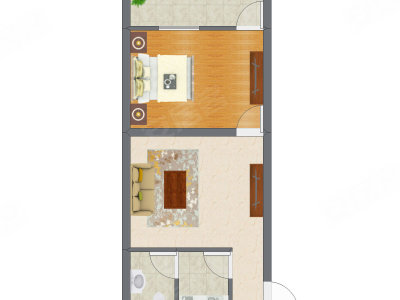 1室1厅 40.50平米户型图