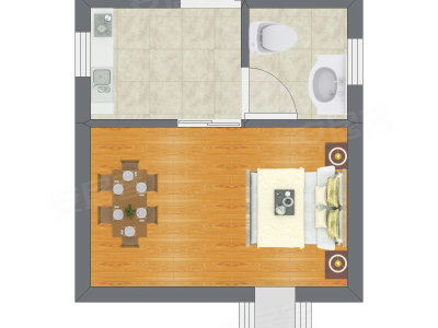 1室1厅 16.39平米