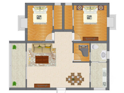 2室2厅 76.70平米
