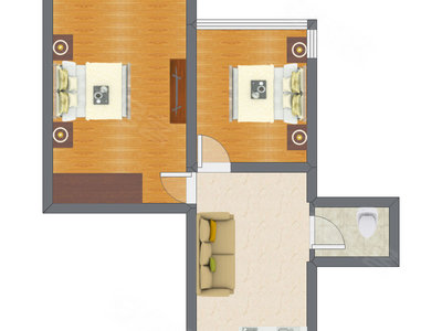2室1厅 45.00平米户型图