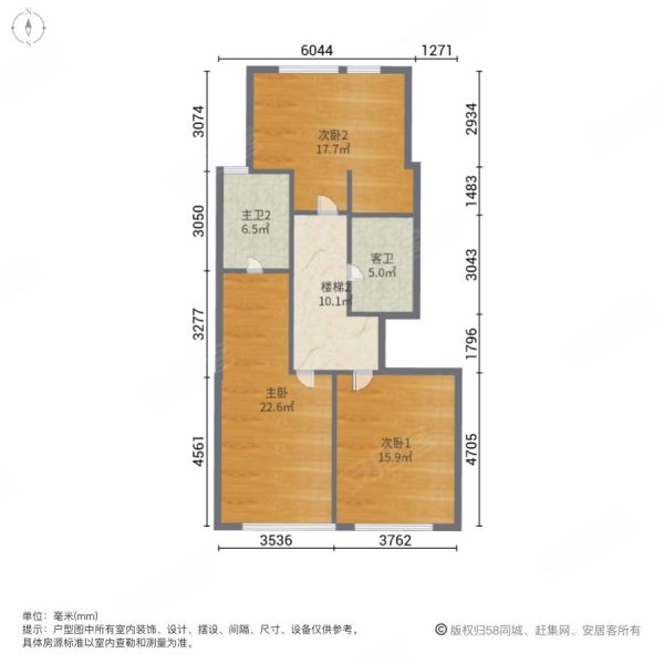 中南玖熙墅3室2厅3卫133.28㎡南北136万