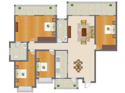 4室2厅 189.00平米户型图