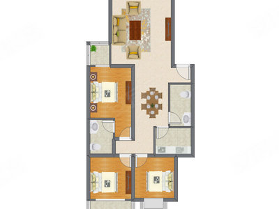 3室2厅 177.22平米户型图