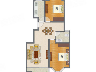 2室2厅 94.65平米户型图