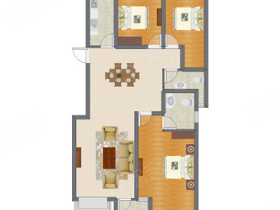 3室1厅 84.75平米