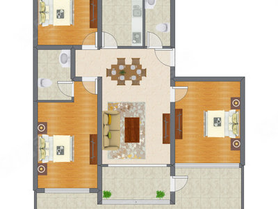3室2厅 133.26平米户型图