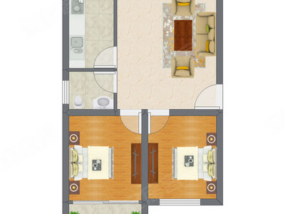 2室1厅 41.40平米户型图