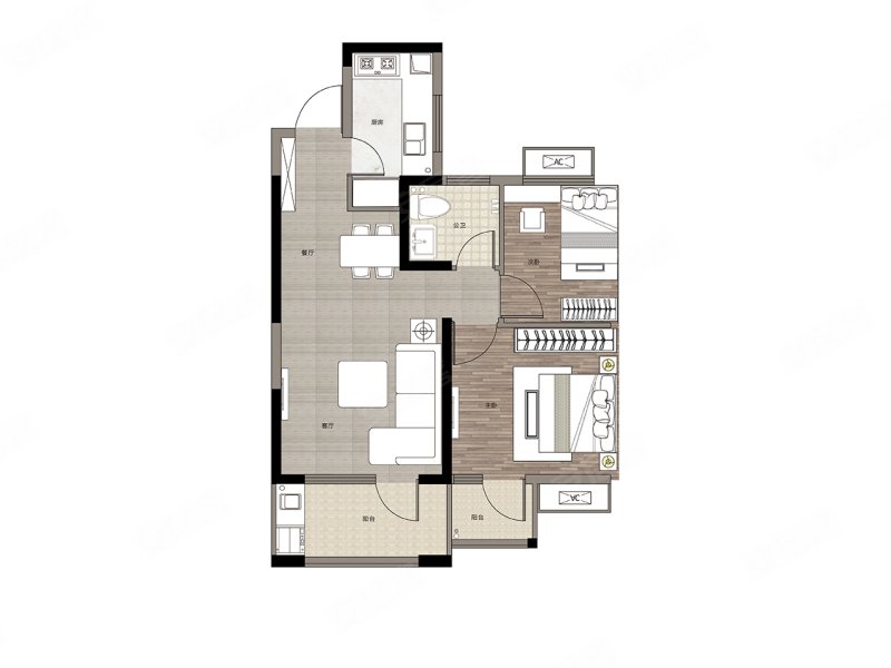 只选对的 不选贵的 户型方正 南北通透,花样年花郡二手房,68万,2室2厅
