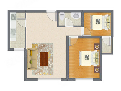 2室1厅 86.12平米户型图