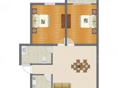 2室2厅 79.48平米户型图