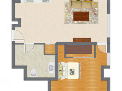 1室1厅 81.00平米户型图