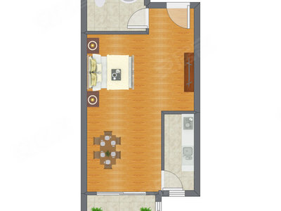 1室0厅 60.00平米户型图