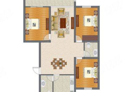 3室2厅 96.19平米户型图