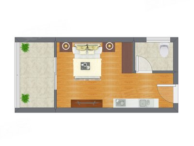 1室1厅 36.00平米