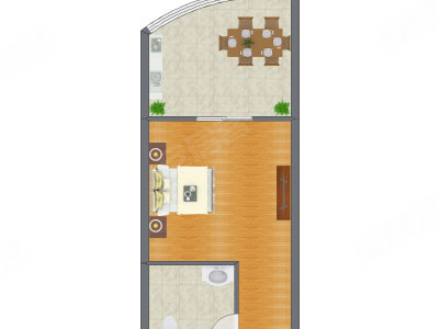 1室1厅 51.54平米