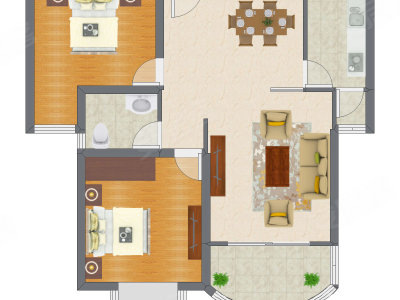 2室2厅 97.61平米户型图