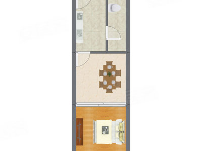 1室1厅 36.83平米户型图
