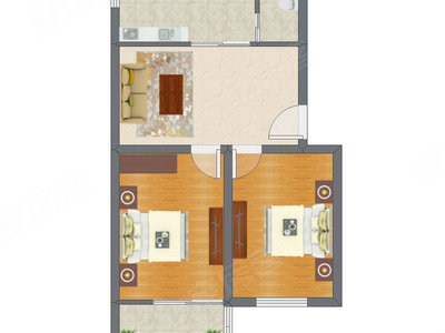 2室1厅 60.60平米户型图