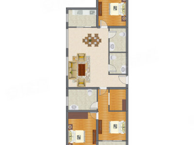 3室2厅 145.36平米户型图