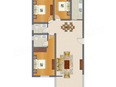 3室2厅 123.72平米户型图