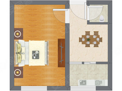 1室1厅 32.70平米户型图
