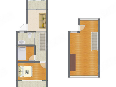 2室1厅 50.83平米户型图