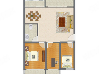 3室2厅 105.75平米户型图