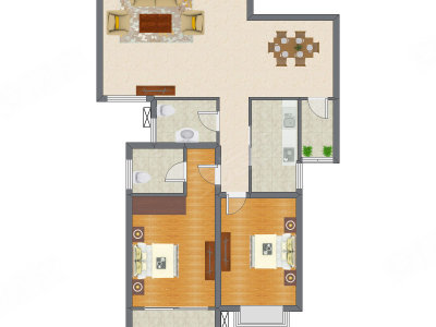 2室2厅 118.35平米户型图