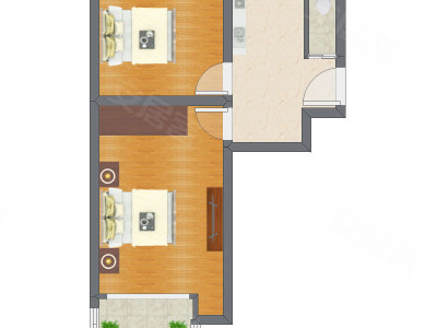 2室1厅 51.80平米户型图