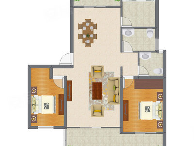 2室2厅 121.05平米